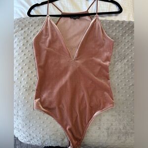 Express pink velvet bodysuit